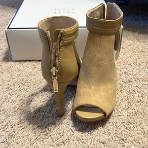 White House, Black Martin tan heel booties